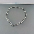 Bracelet classique en métal argenté à maille gourmette avec fermoir mousqueton - 3042