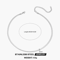 Silver herringbone snake chain necklace in stainless steel with 4mm width and extender - Steel 40+5CM-4MM