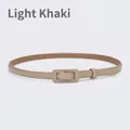 Women's light khaki genuine leather belt with matching buckle and stitching for jeans - 105cm / Light Khaki