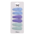 6-pack waterdrop fabric hair clips with flower embroidery in blue, purple and mint - Pattern 15 Blue Purple Mint Embroidery (6Pcs Set)