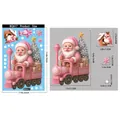 Pink Santa Claus on train static cling window sticker size chart and layout specifications - BQ617