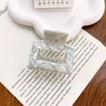 Square marble acetate hair claw clip with green and grey patterns for women - Aqua Green