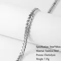 Macro view of 3mm x 60cm silver stainless steel curb chain with electrolytic finish - 3mm Silver-21cm Bracelet