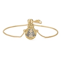Gold-plated Virgin Mary bracelet with blue and white zircon stones in a pull-adjust design - Our Lady of Aparecida Pendant with Blue White Zirconia / Gold 32014