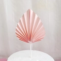 Pink pleated paper fan cake topper decoration with white stick for birthday party - Pink