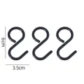 Pack de 3 ganchos en S pequeños negros, 6x3,5 cm, multiusos para colgar ropa y bolsos - Pequeño Negro Pack de 3