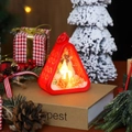 Vintage red Christmas lantern with Santa reindeer silhouette and warm LED light - Red Reindeer Sleigh