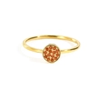 Anillo fino de acero dorado con pavé de piedras ámbar naranjas de forma circular - US5 / Enero Rojo - Dorado