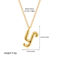 18K gold plated stainless steel initial necklace featuring letter Y pendant with dimensions - Letter Y