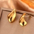 Pendientes de botón irregulares en forma de gota de agua bañados en oro de 18K - E-175 Gota de Agua Orgánica / Dorado
