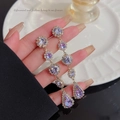 Eleganti orecchini pendenti in cristallo viola con ago in argento S925 e nappe - Orecchini Lunghi Gemma Viola a Goccia (E0223)