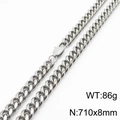 Silver stainless steel Cuban link necklace with 86g weight and 710x88mm dimensions - 8*710mm(KN232875-ZZ)