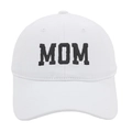 Vintage white washed cotton baseball cap featuring black MOM embroidery in a casual style - M (56-58cm) / Embroidered MOM-White