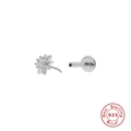 S925 sterling silver flat back earring featuring a sparkling sun star zircon stud - #14 Sun Flower / White Gold