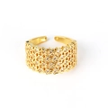 Detail of gold-plated multi-layer open ring featuring micro-pasted star patterns with crystals - Adjustable Open / Multi-layer Star Arrangement Style(XJZ35)