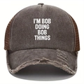 Close-up of distressed brim and mesh detail on a vintage brown trucker baseball cap - One Size / Coffee