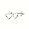 Polished silver heart stud earrings with minimalist hollow design and mirror finish - Silver Hollow Heart Studs