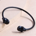 Minimalist double-layer geometric black skull open cuff bracelet for men and women - Black
