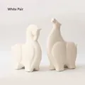 Modern minimalist white ceramic horse sculptures with a matte finish in a pair set - White Pair