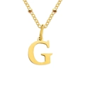 Collier en acier titane doré avec pendentif lettre G majuscule polie pour femme - Lettre G / Or