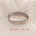 Silver stainless steel modular stretch bracelet with gold star rivets, width 12.3mm - J008-2 Silver Gold Star Dots