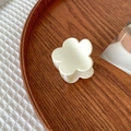 Mini cream-white flower hair claw clip on a wooden tray with soft lighting backdrop - White Flower Style(FJ278)