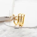 Detailed view of a gold flower ear cuff with micro-paved zircons and size dimensions - 6# Gold