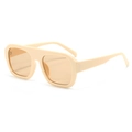 Occhiali da sole quadrati oversize con montura crema e lenti marroni stile retrò - Beige