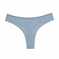 Tanga de algodón para mujer de corte alto en azul empolvado con textura de punto - XL / Gris Azulado Claro