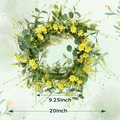 Artificial yellow daisy wreath with eucalyptus leaves, 20-inch floral wall decoration - Yellow Daisy Eucalyptus Large Vine Wreath