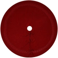 Classic red knitted Christmas tree skirt with decorative bow ties on a white background - 36 Inch / Diameter 92cm / Burgundy