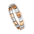 Modular stainless steel link bracelet in silver and rose gold finish for DIY styling - Silver and Rose Gold Color-Block Link / Silver & Rose Gold