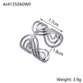 Detailed view of silver hollow chain ring with precise size and weight measurements - AJ41350 Wide Hollow / Silver