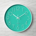 Orologio da parete moderno blu Tiffany con numeri 3D bianchi e movimento al quarzo - Quadrante Blu Tiffany Numeri Bianchi Cassa Bianca