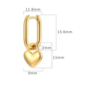 Orecchini a cuore dorati con cerchi a U in acciaio inossidabile lucido di qualità - Orecchini a cerchio rettangolari dorati con cuoricino (MS-659) / Oro