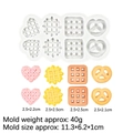White silicone mold for heart, flower, square, and pretzel shapes for DIY crafts - 2# Mixed Cookie (B826) / Gray
