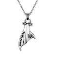 Silver whale tail pendant necklace in hip hop style with O-chain and titanium steel finish - With 60CM Chain / Silver