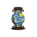 DIY Mandala Diamond Painting candle holder with Van Gogh Starry Night on wooden stand - Starry Sky