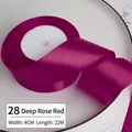 Deep rose red 4cm satin ribbon roll for DIY flower wrapping and wedding gift decor - Dark Rose Red (28#)