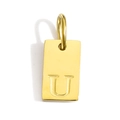 Detail of 18k gold plated rectangle pendant featuring an engraved capital letter U - Pendant U (Without Chain)