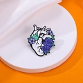 Cartoon anatomical heart enamel pin with purple flowers on a white display base - Purple Flower Heart (C2542-4)