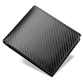 Men's carbon fiber texture bifold wallet with contrast white stitching in matte black - Gray