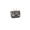 Retro TV enamel pin featuring vintage antenna and colorful signal test pattern - Retro Color TV (C2025)