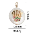 Detail view of crown pearl pendant with dimensions 17.8mm by 12.8mm and 1.7g weight - DZ-1396 Colorful Zirconia Crown