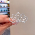 Dettaglio di fermaglio per capelli a diadema argento con strass e perle bianche - 1# Corona di Perle Media
