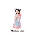 Medium size ancient Chinese girl figurine in pink and blue Hanfu dress with fan - M / Style 1218-2D Holding Fan