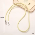 6mm pale yellow textured leather phone strap with silver metal spring hooks, 62cm length - 6mm Round Rope / 62cm / Light Yellow