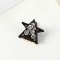 Elegant black star-shaped acetate hair claw clip with sparkling rhinestones and gold metal - Small Star Shape / Black With Rhinestones