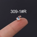 Rose gold heart cartilage stud with iridescent opal and wing details on a fingertip - Moonstone Heart Feather Style (309-1#R) / Rose Gold