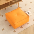 Square orange leather floor cushion with cross-stitch design for home seating - Technical Fabric / Square / EPS 40x40x15cm / Orange